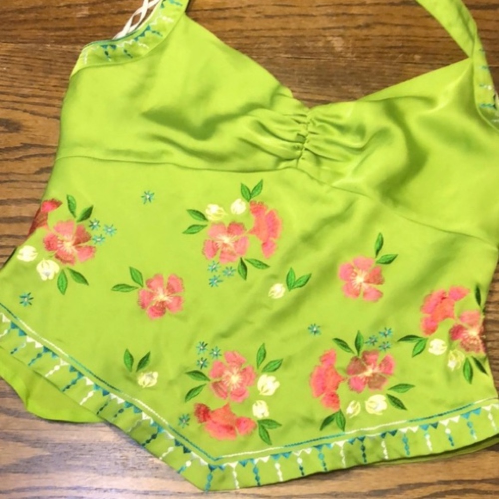 Bandolino Apple Green Satin Halter Top